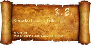 Kosztolicz Elek névjegykártya