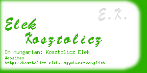 elek kosztolicz business card
